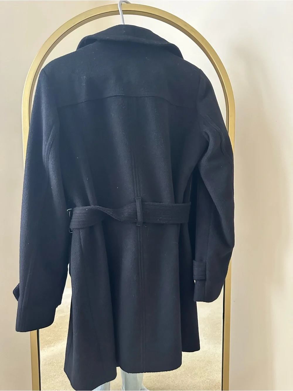 Michael Kors Black Wool Trench Coat with Asymmetric Zip